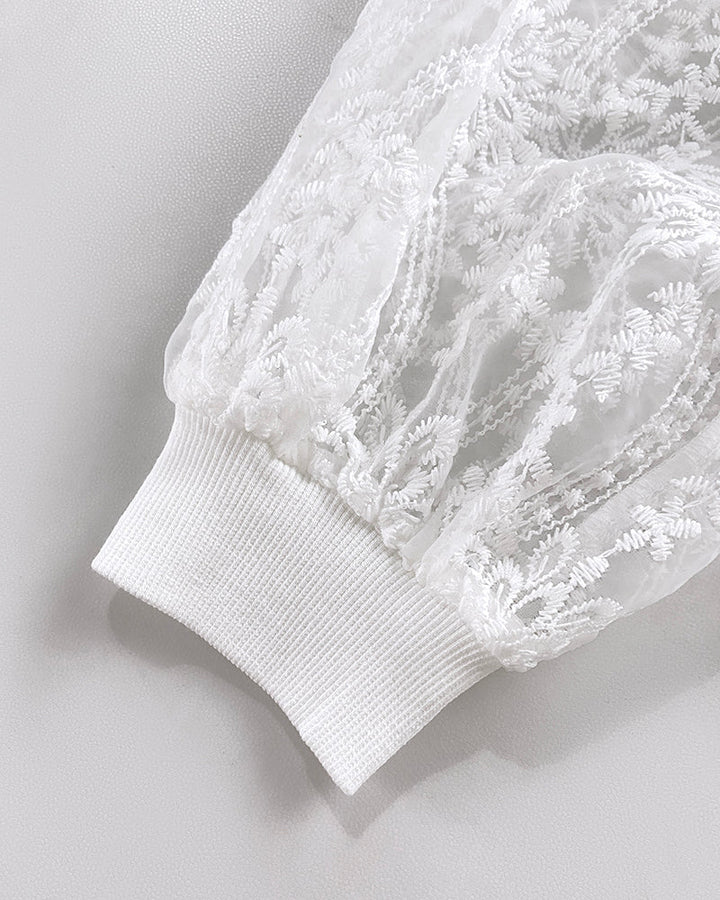 Floral Lace Embroidered Mesh Patchwork High-Low Hem Baseball Coat Casual Side Slit Zip Up Bomber Jacket