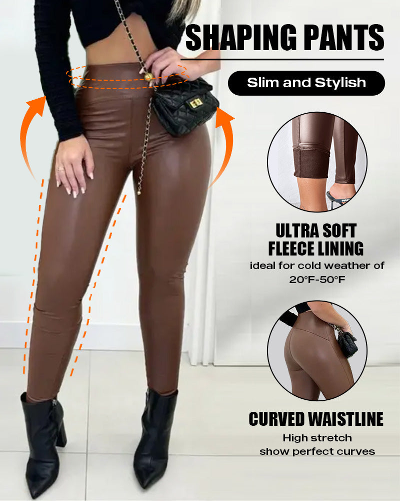Vivian Curveease Pu Leather Leggings