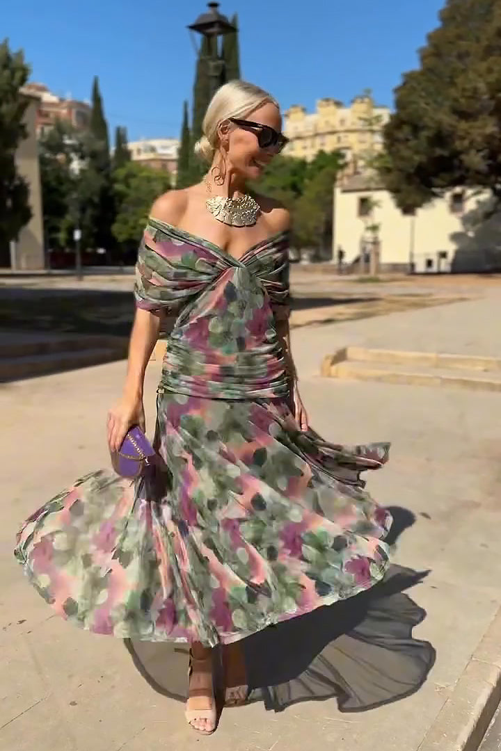 Louise | Elegant maxi party dress with V-neck