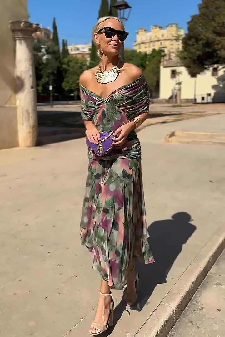 Louise | Elegant maxi party dress with V-neck