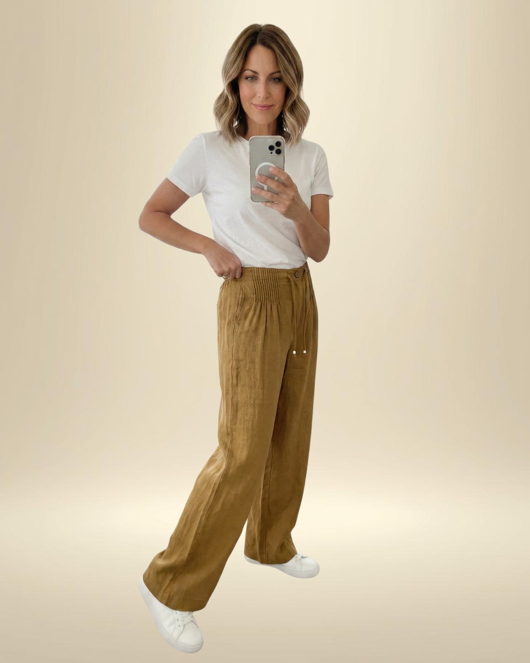 Camilla | Wide-leg Pants in Cotton and Linen Blend