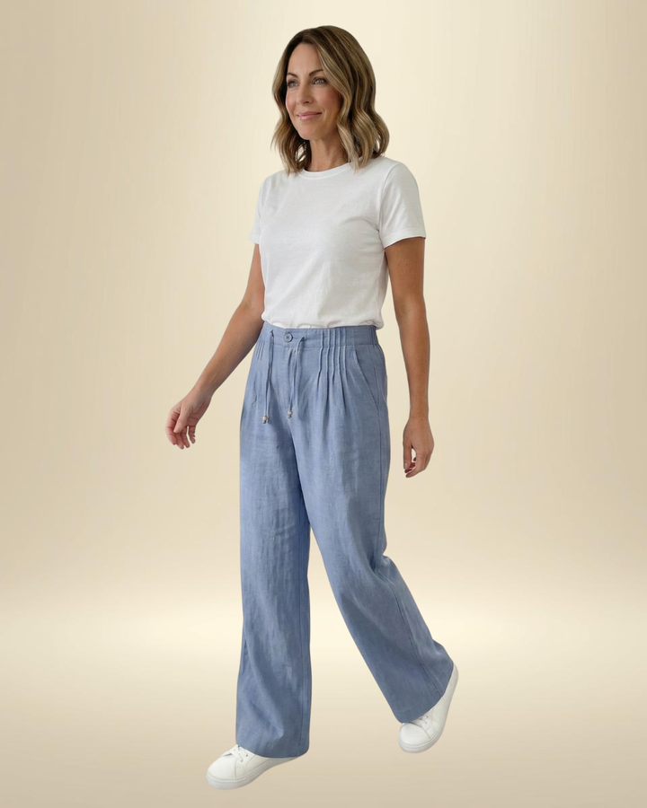 Camilla | Wide-leg Pants in Cotton and Linen Blend