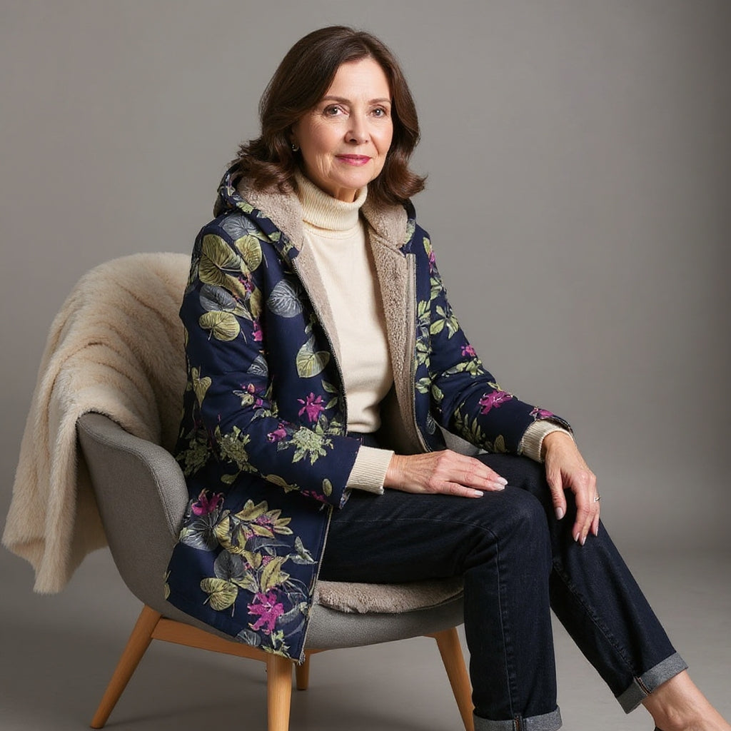 Floral Fleece Jacket | Soft Warmth with Timeless Grace