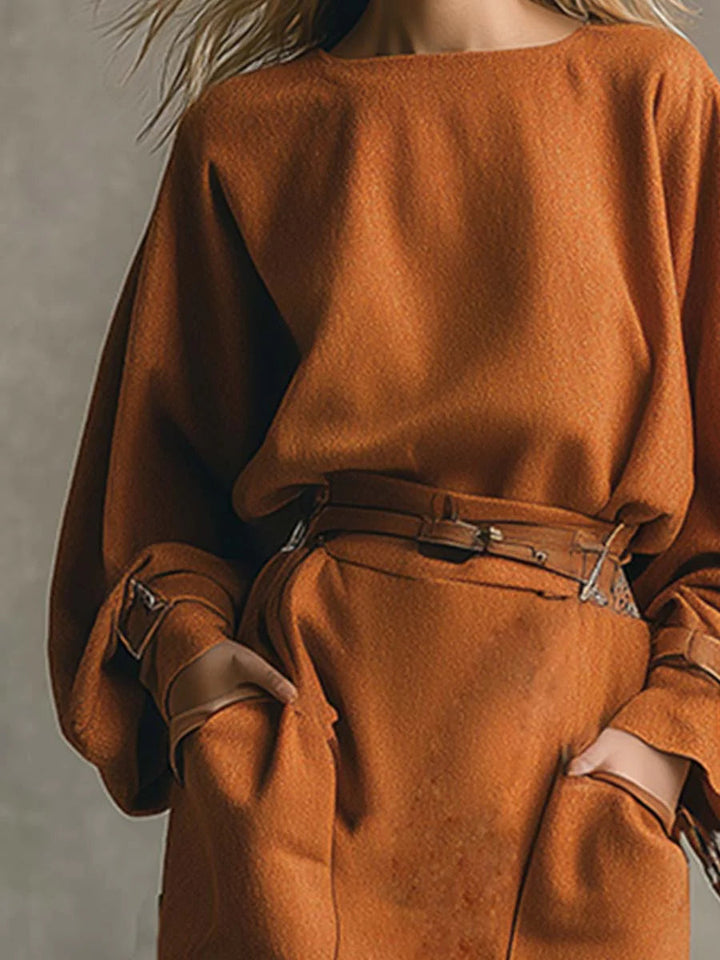 Orange Top & Pocket Maxi Skirt Set