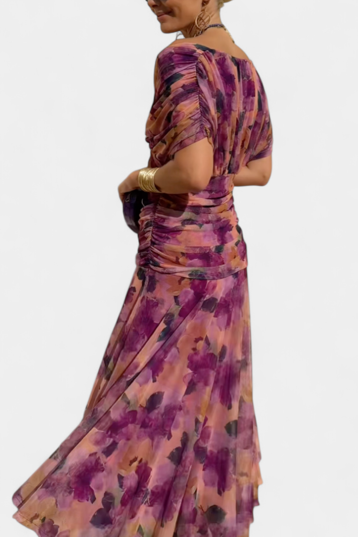 ELOWEN - Long floral dress with V-neck