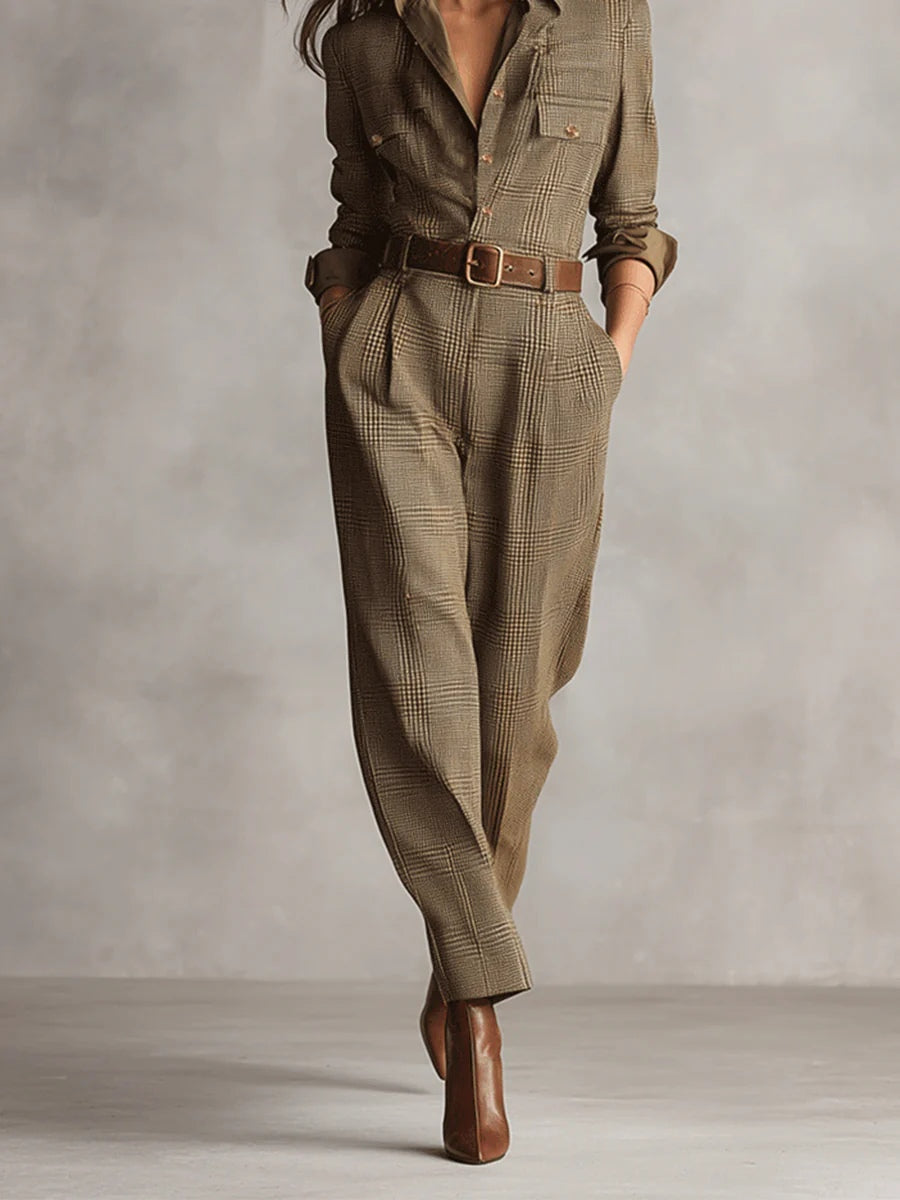 Sophisticated Plaid Utility Jumpsuit