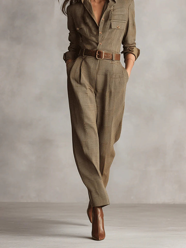 Sophisticated Plaid Utility Jumpsuit