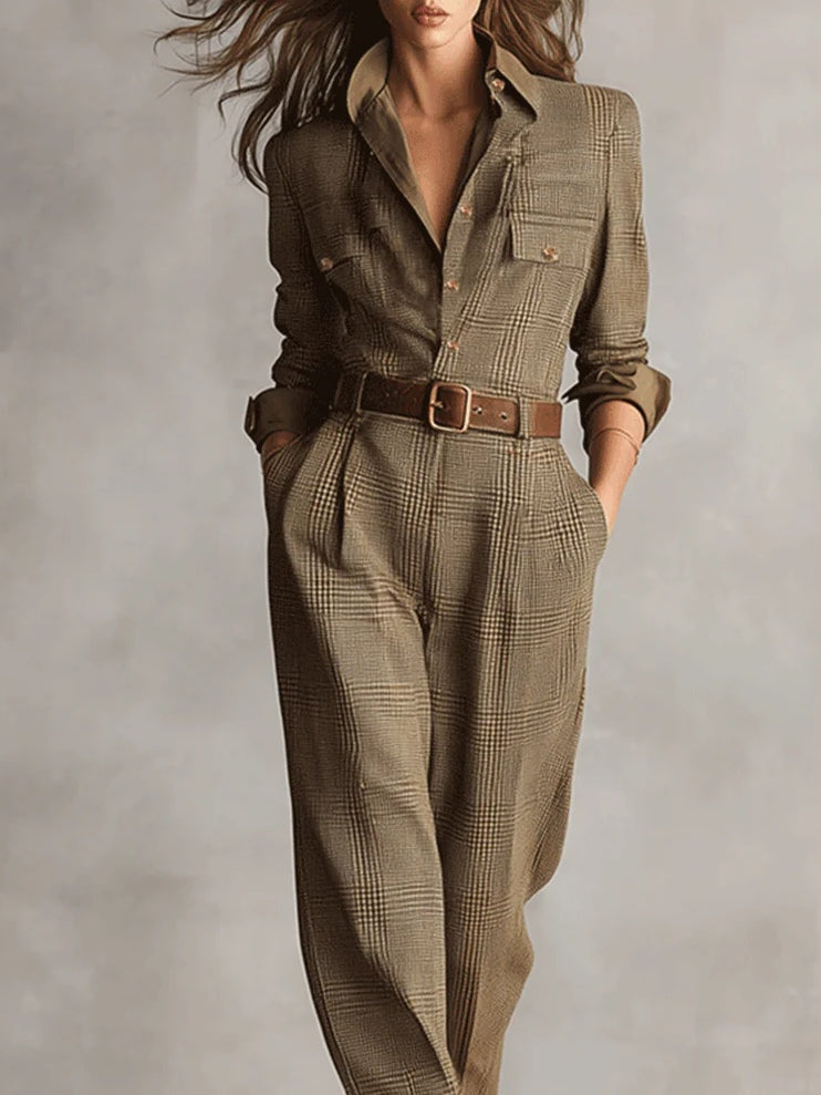 Sophisticated Plaid Utility Jumpsuit