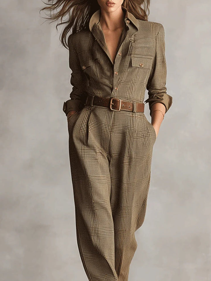 Sophisticated Plaid Utility Jumpsuit