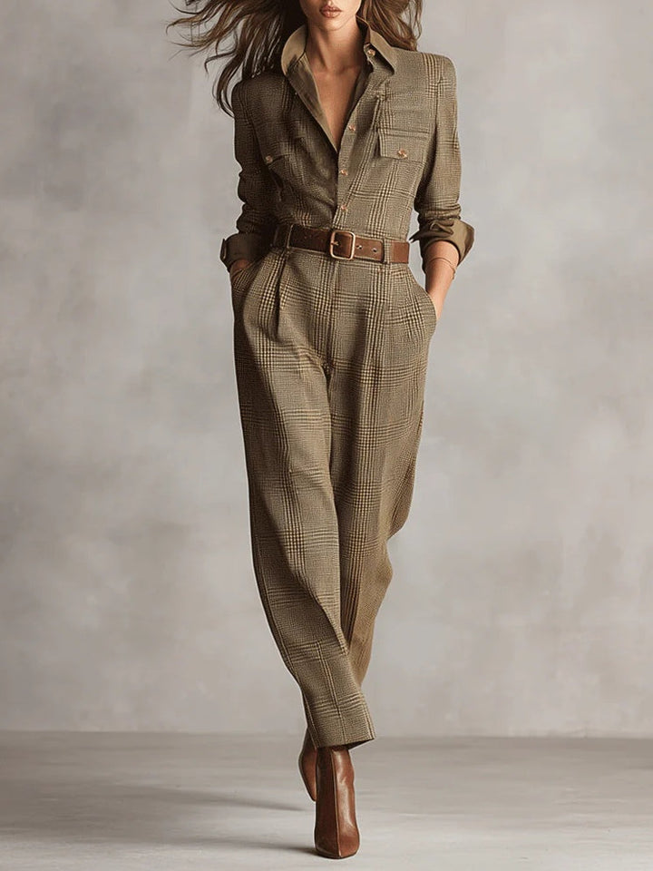 Sophisticated Plaid Utility Jumpsuit