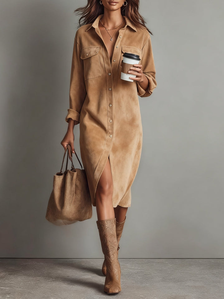 Brown Loose Midi Dress