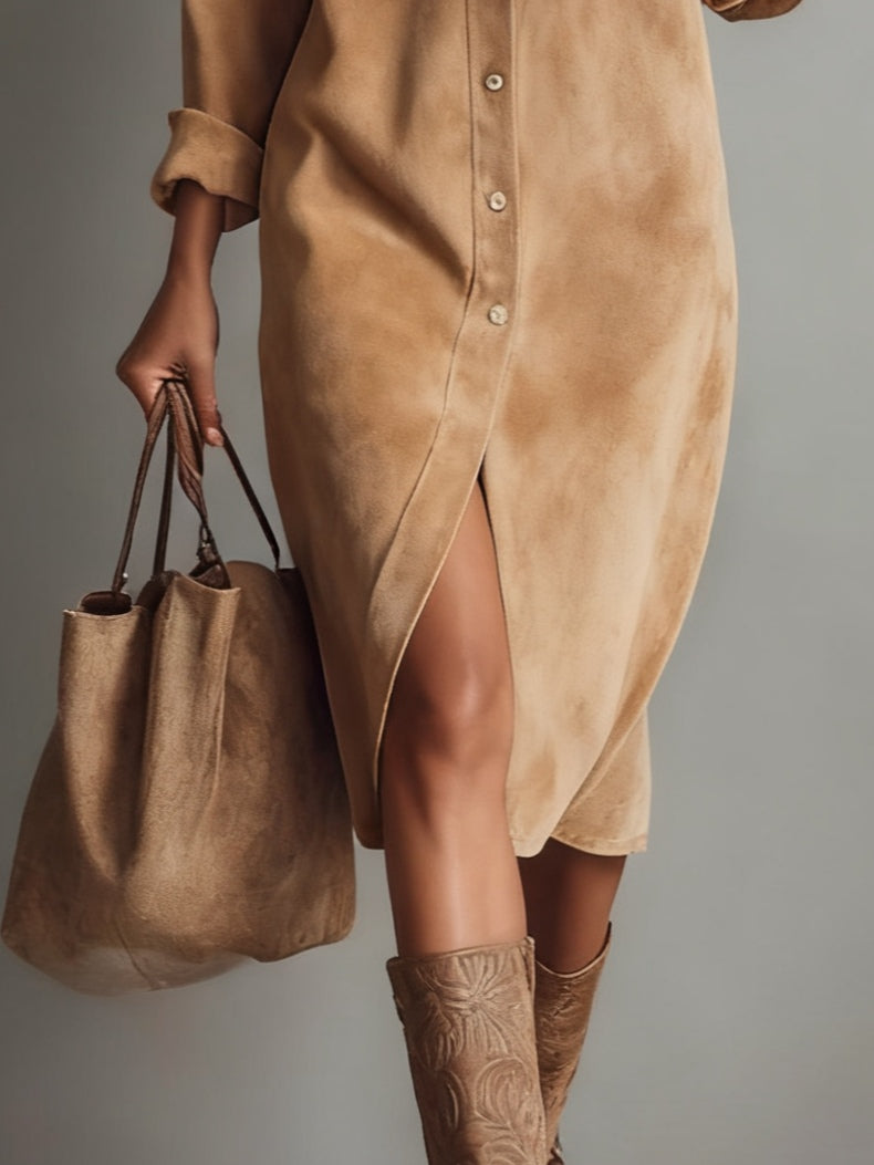 Brown Loose Midi Dress