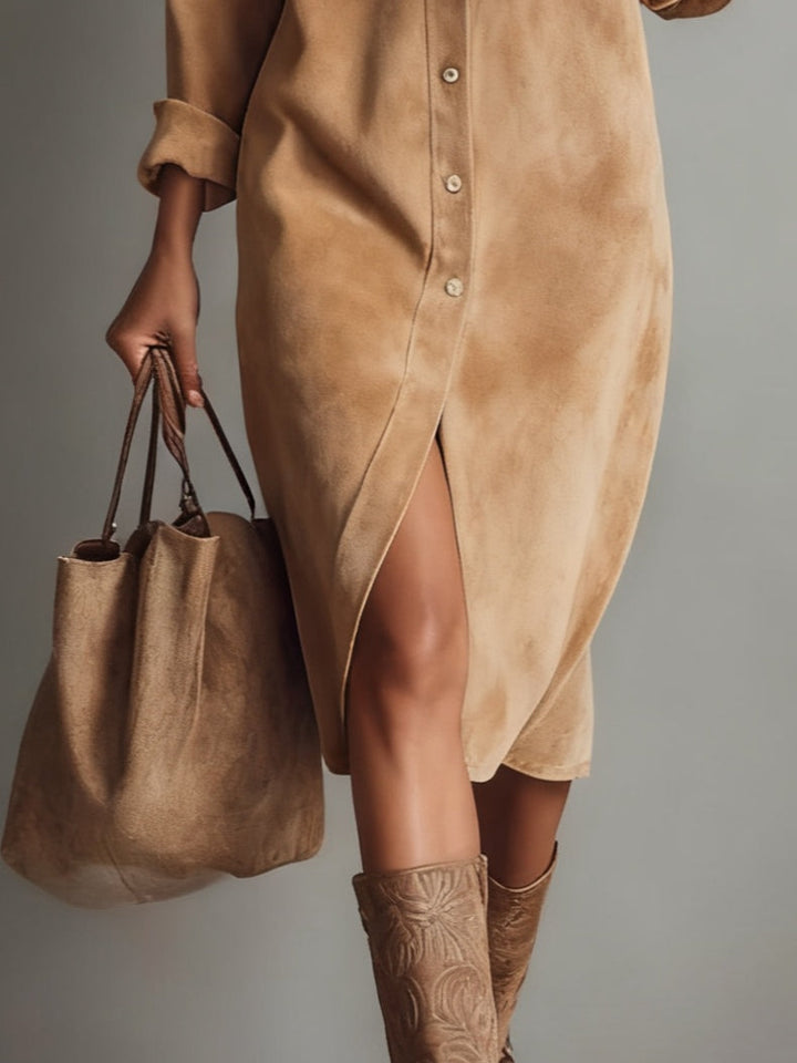 Brown Loose Midi Dress