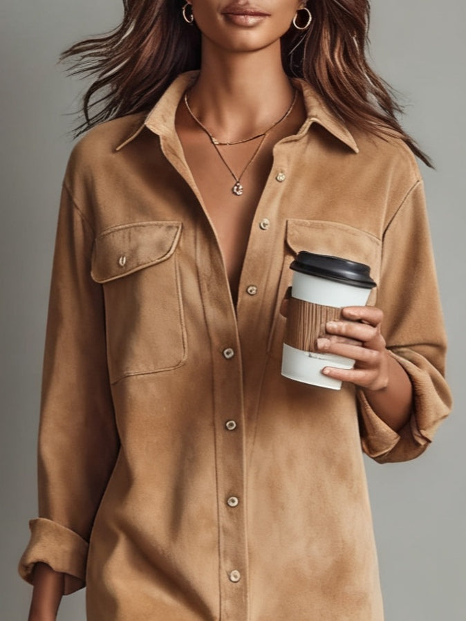 Brown Loose Midi Dress