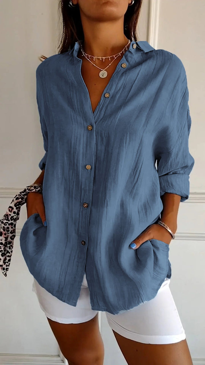 Clara - Elegant Solid Color Commuter Blouse