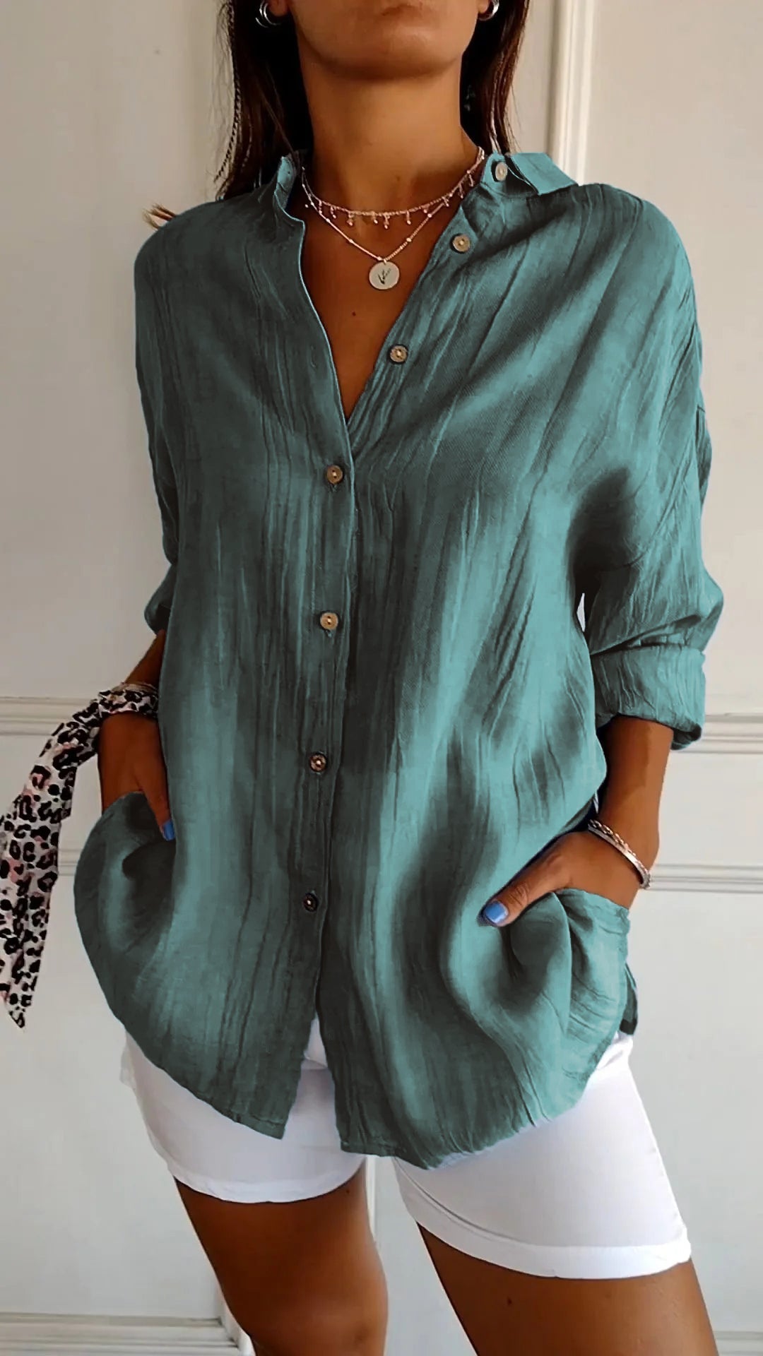 Clara - Elegant Solid Color Commuter Blouse
