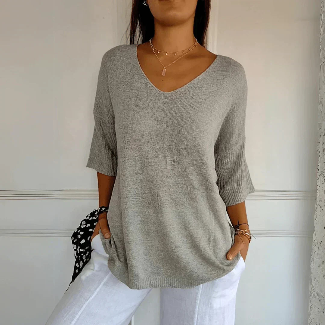 Fenella - Casual Solid Color Work Top